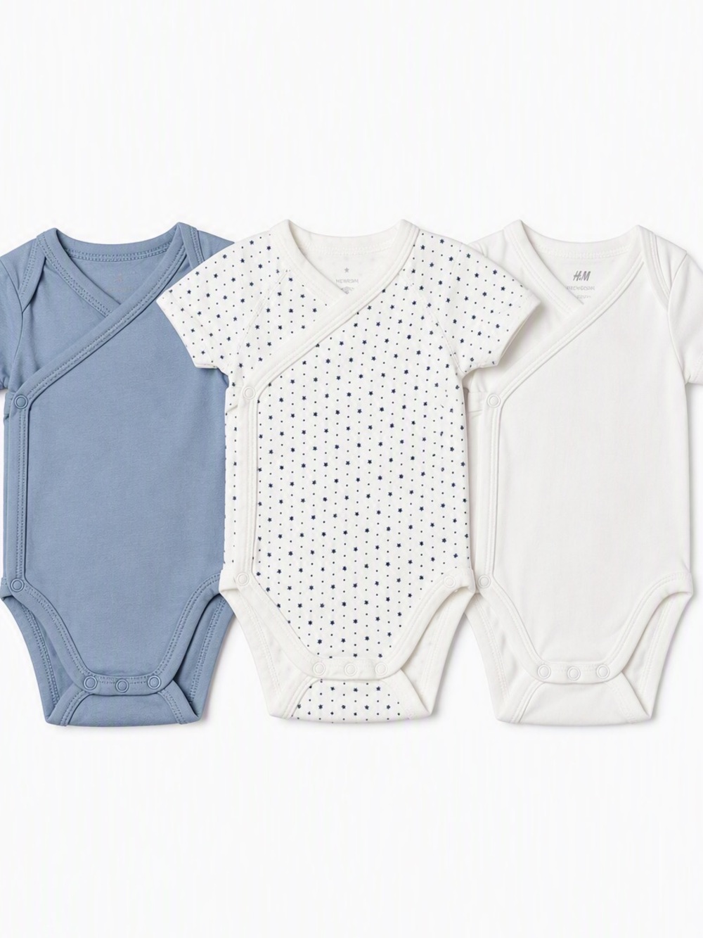 Petit Bateau & H&M Organic Cotton Minimalist Kimono Wrap Bodysuit Bundle 3pc NB